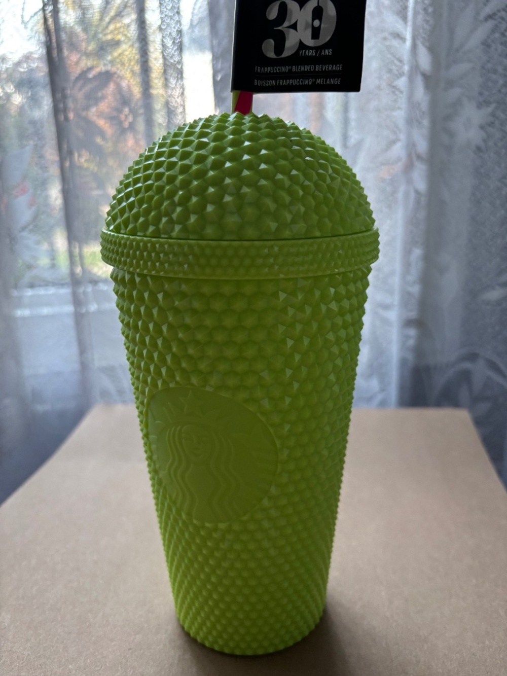 NWT Starbucks 30th Anniversary Frappuccino Studded Cold Cup Tumbler 16oz Lime Gr